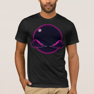 Donkere Nacht Esthetiek Roze Wolken Maan Ontwerp T-shirt