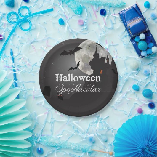 Donkere nacht Halloween Spooktacular Party Papieren Bordje (Feest)
