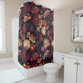 Donkere nacht Romantiek: Maximalisme Moody Florals Douchegordijn (In situ)