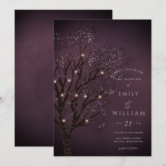 Donkere nachtelijke Kaarten voor het uitnodigen va (Voorkant / Achterkant)