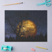 Donkere nachtsterren Grote Super Moon Tree Mensen Tissuepapier (Craft)