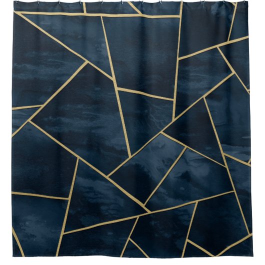Donkere nachtzeemacht Blauw goudmakreel #1 Douchegordijn (Voorkant)
