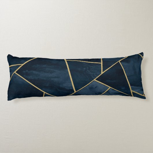 Donkere nachtzeemacht Blauw goudmakreel #1 Lichaamskussen (Achterkant)