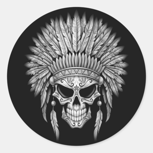 Donkere natte suikerschedel met hoofdletter ronde sticker (Voorkant)