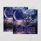 Donkere Natuur Volle Maan Halloween Feest Uitnodig Kaart (Voorkant / Achterkant)