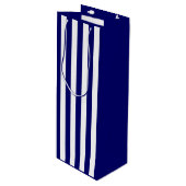 Donkere Navy blauw en witte streep Wijn Cadeautas (Voorkant Gekanteld)