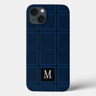 Donkere Navy Blue Custom Single Initiaal Striped Case-Mate iPhone Case