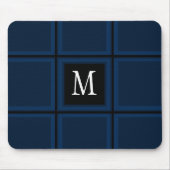Donkere Navy Blue Custom Single Initiaal Striped Muismat (Voorkant)