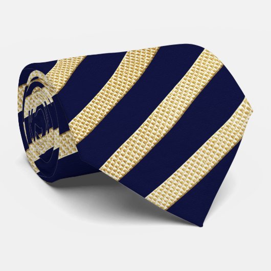 Donkere Navy Blue en GoldTeture Stropdas (Opgerold)