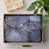 Donkere Navy Blue Water Kleur met gouden bloem 2 Tissuepapier (Geschenk)