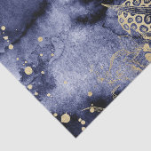 Donkere Navy Blue Water Kleur met gouden bloem 2 Tissuepapier (Detail)