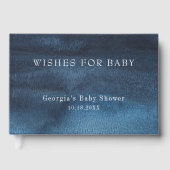 Donkere Navy Blue Waterverf Wash Boy Baby shower Gastenboek (Voorkant)