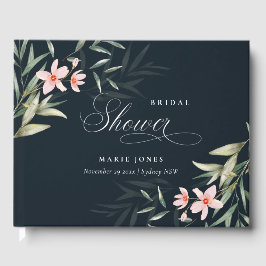 Donkere Navy Blush Groene Flora Boeket Bruiloftssh Gastenboek