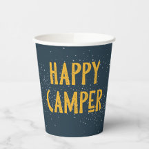 Donkere Navy en gele Happy Camper Cups