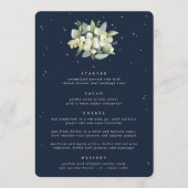 Donkere Navy Snowberry + Eucalyptus 4 gangen bruil Menu (Voorkant)