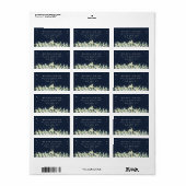 Donkere Navy Snowberry+Eucalyptus Adreslabel Etiket (Full Sheet)