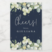 Donkere Navy Snowberry + Eucalyptus Bachelorette M Wijn Etiket (Enkel label)