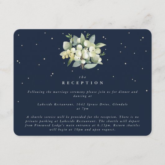 Donkere Navy Snowberry + Eucalyptus boeket recepti Informatiekaartje (Voorkant)