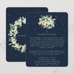 Donkere Navy Snowberry+Eucalyptus Boeket Richtlijn Informatiekaartje