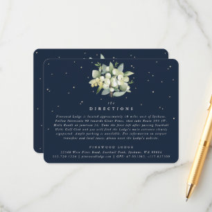 Donkere Navy Snowberry+Eucalyptus Boeket Richtlijn Informatiekaartje