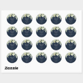 Donkere Navy Snowberry + Eucalyptus bruiloft dank  Ronde Sticker (Vel)