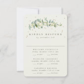 Donkere Navy Snowberry+Eucalyptus Bruiloft Multi-E RSVP Kaartje (Voorkant)