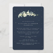 Donkere Navy Snowberry + Eucalyptus bruiloft recep Kaart (Voorkant)