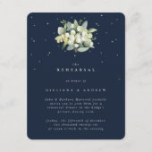 Donkere Navy Snowberry + Eucalyptus bruiloft repet Informatiekaartje (Voorkant)