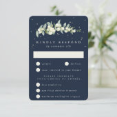 Donkere Navy Snowberry+Eucalyptus Stamhuwelijk RSVP Kaartje (Staand voorkant)