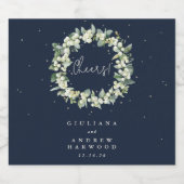 Donkere Navy Snowberry + Eucalyptus Winter bruilof Bier Etiket (Enkel label)