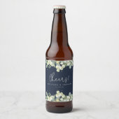 Donkere Navy Snowberry + Eucalyptus Winter bruilof Bier Etiket (Voorkant)