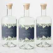 Donkere Navy Snowberry + Eucalyptus Winter bruilof Likeurfles Etiket (Flessen)