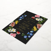 Donkere Nederlandse Meester Bloemenkader Trouw Gou Folie Uitnodiging (Gedraaid)