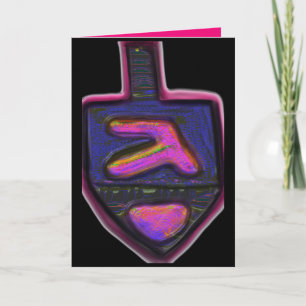 Donkere neon regenboog Hanukkah dreidel Feestdagen Kaart