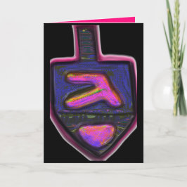 Donkere neon regenboog Hanukkah dreidel Feestdagen Kaart