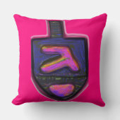 Donkere neon regenboog Hanukkah dreidel Kussen (Voorkant)