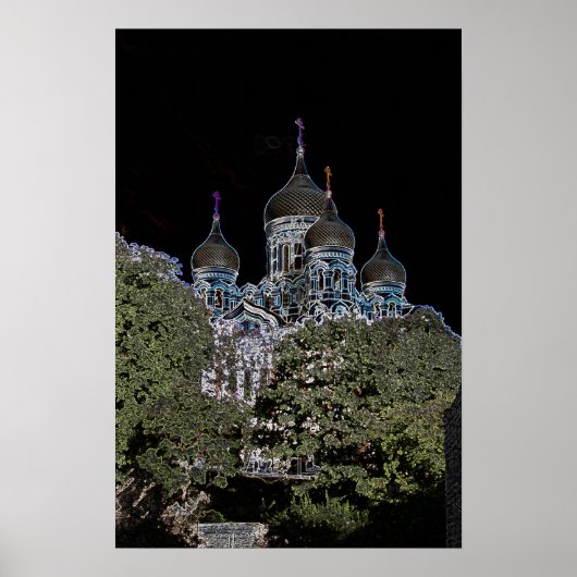 Donkere Neon St. Alexander Nevsky Kathedraal Poste Poster (Voorkant)