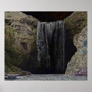 Donkere Neon Waterfall Poster