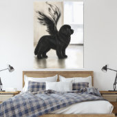 Donkere Newfoundland Herdenkingsengel Canvas Afdruk (Insitu (Slaapkamer))