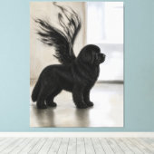 Donkere Newfoundland Herdenkingsengel Canvas Afdruk (Insitu (Houten vloer))