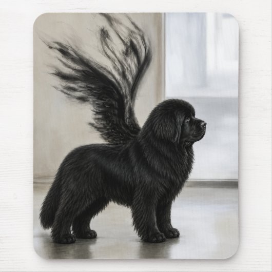 Donkere Newfoundland Herdenkingsengel Muismat (Voorkant)