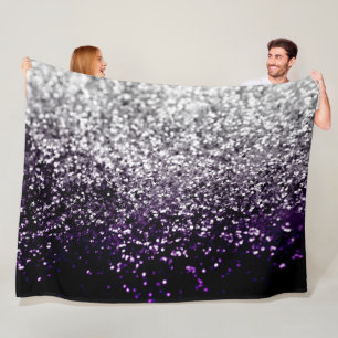 Donkere Night Paars Black Silver Glitter #1 #shiny Fleece Deken