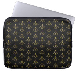 Donkere Obsidiaan Gouden Cyberpiramide Neo Deco Pa Laptop Sleeve