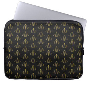 Donkere Obsidiaan Gouden Cyberpiramide Neo Deco Pa Laptop Sleeve