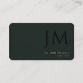 Donkere Obsidiaan Khaki Zwarte Monogram QR Code Mo Visitekaartje (Voorkant)