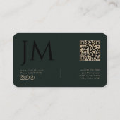 Donkere Obsidiaan Khaki Zwarte Monogram QR Code Mo Visitekaartje (Achterkant)