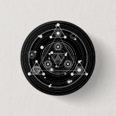 Donkere occulte stijl heilige meetkunde ronde button 3,2 cm (Voorkant)