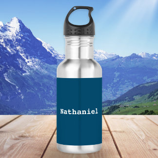 Donkere Oceaanblauwe Minimalistische Persoonlijke  Waterfles