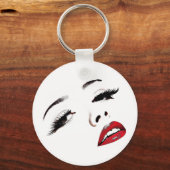 Donkere ogen Rode Lips Vrouwen maken kunst onzicht Sleutelhanger (Voorkant)
