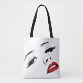 Donkere ogen Rode Lips Vrouwen maken kunst onzicht Tote Bag (Voorkant)